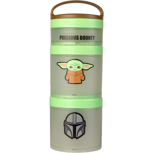 Whiskware Star Wars Stackable Snack Containers for Kids and Toddlers, 3 Stackable Snack Cups for School or Travel, Baby Yoda Grogu and The Mandalorian Helmet - 2 1/3 cups - 1 Count (Pack of 1)