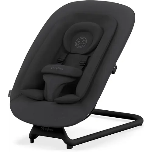 Cybex Lemo Self-Bouncing Baby Bouncer for Playing and Relaxing with Adjustable Harness and Breathable Mesh Backrest, Comfort Inlay with Head Hugger, and Stand, Stunning Black