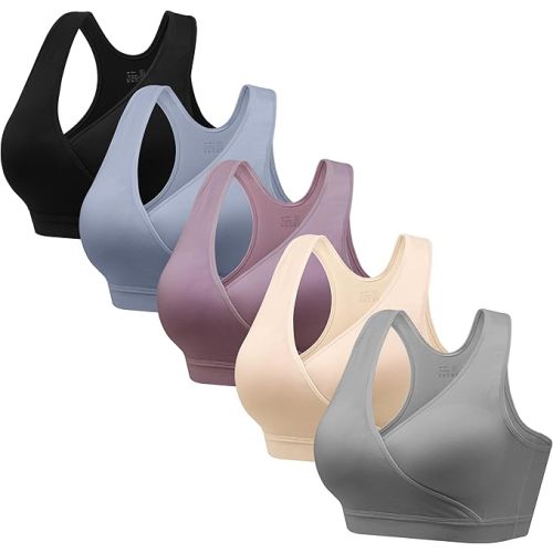 HBselect Nursing Bras for Breastfeeding, Maternity Nursing Sleep Bra Wireless Pregnancy Sleep Bralette 3/5 Pack