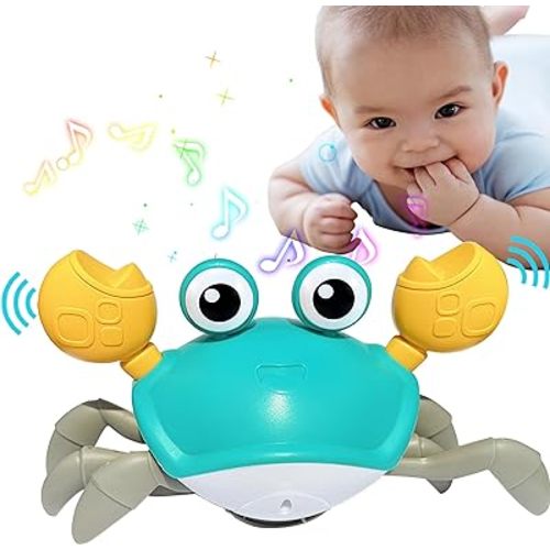 Crawling Crab Baby Toys - Infant Tummy Time Toys 3 4 5 6 7 8 9 10 11 12 Light-up Walking Sensory Induction Crabs, Interactive Toddler Christmas Easter Birthday Gifts for 6-12 12-18 Months Boys Girls