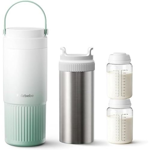 360° Double-Layer 316 Stainless Steel Breast Milk Cooler, 22oz Breastmilk Cooler & Stainless Steel Chiller, 24H Storage, Leak Proof, 2 Baby Bottles Included for Work & Travel