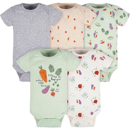 Gerber Baby Girls' 5-Pack Short Sleeve Variety Onesies Bodysuits