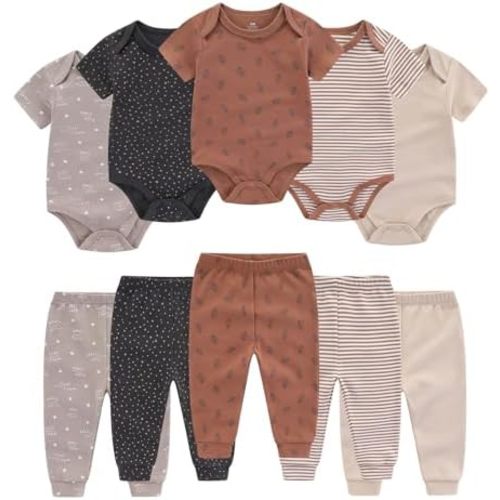 Baby Bodysuit and Pant Set 10-pcs Cotton Soft Newborn Boy Girl Clothes Outfits