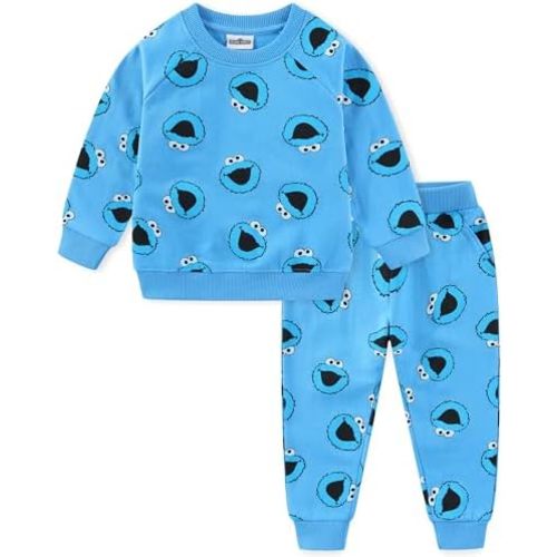 Sesame Street Elmo and Cookie Monster Boys Long Sleeve Shirt and Pants Set for Infant and Toddler