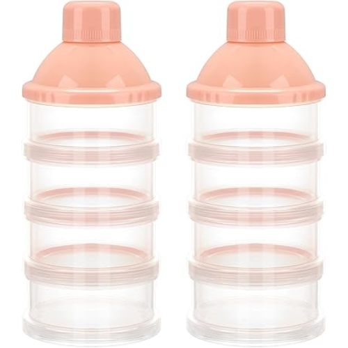 Accmor Formula Dispenser On The Go, 4 Compartments Stackable Formula Container for Travel, Baby Milk Powder Kids Snack Container, BPA Free