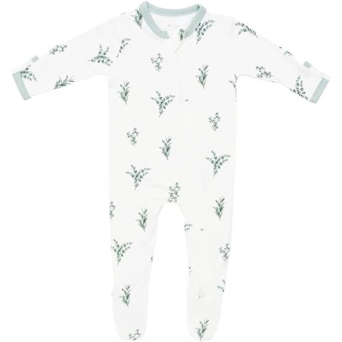 KYTE BABY Unisex Zipper Closure Footies, Rayon Made From Bamboo, 0-24 Months - 0-3 Months - Eucalyptus