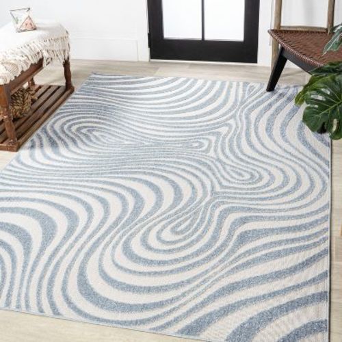 Jonathan Y Maribo High-low Abstract Groovy Striped Cream/ivory 4 Ft. X 6 Ft. Indoor/outdoor Area Rug