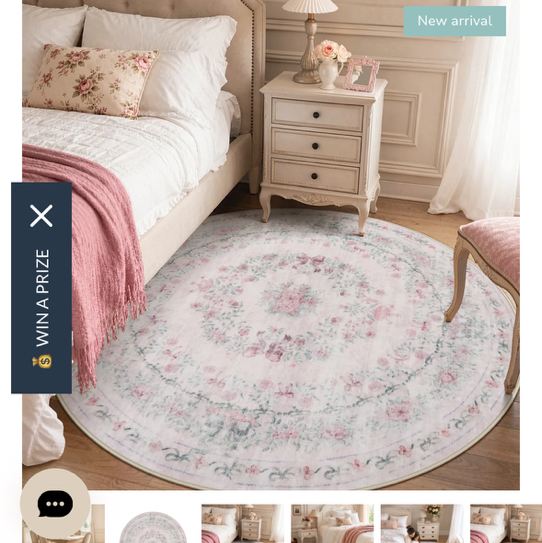 Eliane Washable Vintage Traditional Floral Pink Rug