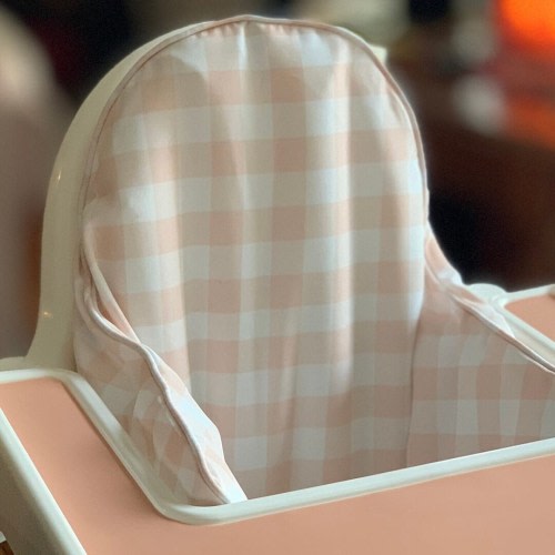 Light Apricot Gingham / WIPEABLE Cushion Cover for IKEA Highchair