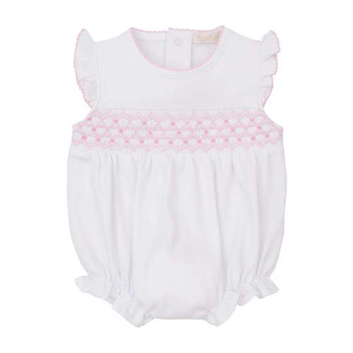 CLB Summer25 Hand Smocked White Bubble Pink Geo Smocking