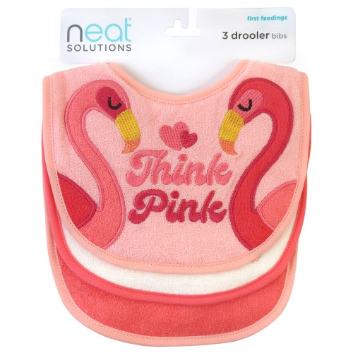 NEAT SOL 3PK DROOLER BIB GIRL THINK PINK