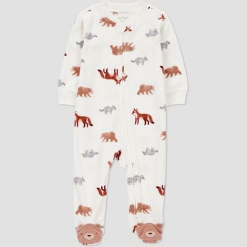 Carter's Just One You® Baby Fleece Wilderness Animals Sleep N' Play - Cream
