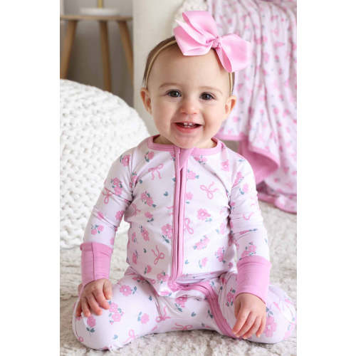 Ribbon & Roses Convertible Zip Romper | Pink