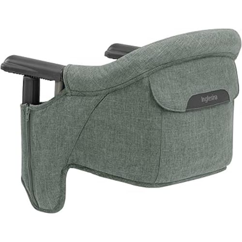 Inglesina Fast Table Chair, Pine Green Melange - Portable High Chair for Baby & Toddlers 6-36 Months - Fits Tables 0.8'' - 3.5'' - Collapsible and Compact Design Space Saving - Travel Bag Included