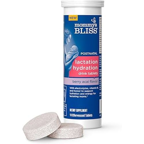 Mommy's Bliss Lactation Hydration Drink Tablets, Berry Acai Flavor, Electrolyes + B Vitamins, 1 Pack (10 Tablets)