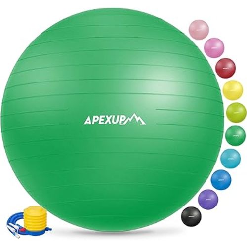 APEXUP Yoga & Pilates Ball - Anti Slip Heavy Duty Gym Ball for Fitness, Balance & Core Workout