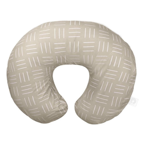 Boppy Organic Original Nursing Pillow, Sand Criss Cross, Ergonomic Nursing Essentials for Bottle and Breastfeeding, Firm Hypoallergenic Fiber Fill with 100% Organic Cotton Pillow Cover