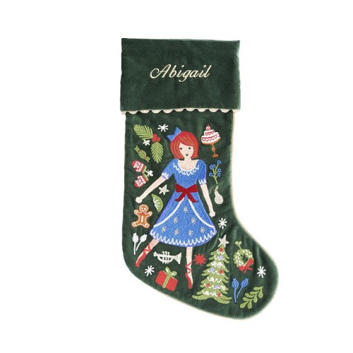 Rifle Paper Co. Nutcracker Embroidered Velvet Christmas Stocking Collection