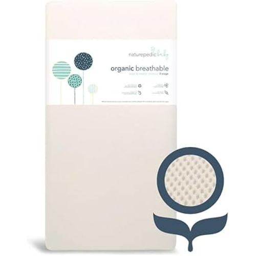 Naturepedic Organic Crib Mattress - 2-Stage Lightweight Infant & Toddler Mattress with Protector Pad - Waterproof, Breathable & Non-Toxic Mattress for Baby and Toddler Bed