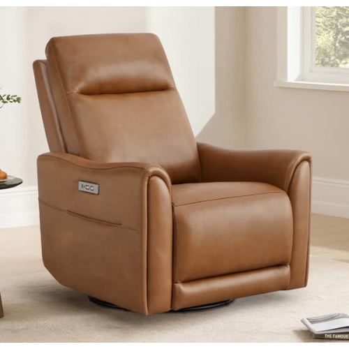 James Modern Genuine Leather Power Swivel Glider Recliner Rocker
