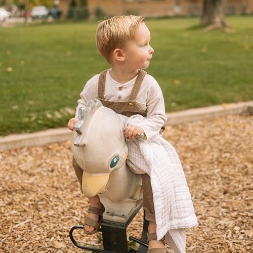 Little Unicorn Tan Gingham Cotton Muslin Quilt Receiving Blanket | 100% Cotton | Super Soft | Babies and Toddlers | 30" x 40" | Unisex - 30"x40"