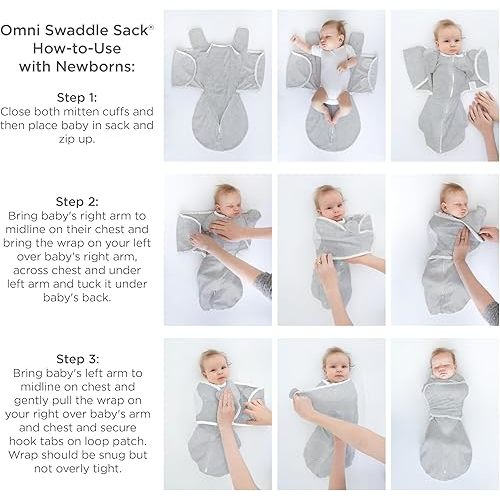 SwaddleDesigns 6-Way Omni Swaddle Sack Arms Up Swaddle for Newborn, More Options to Calm Startle Reflex, Improves Sleep