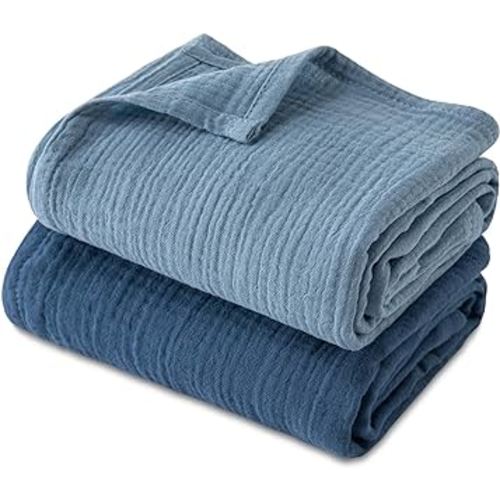 GLLQUEN BABY Muslin Swaddle Blankets, 2-Pack Neutral Receiving Blanket Swaddling for Newborn Boys and Girls, Breathable Swaddle Wrap for Infant, Baby Essentials, Registry & Gift