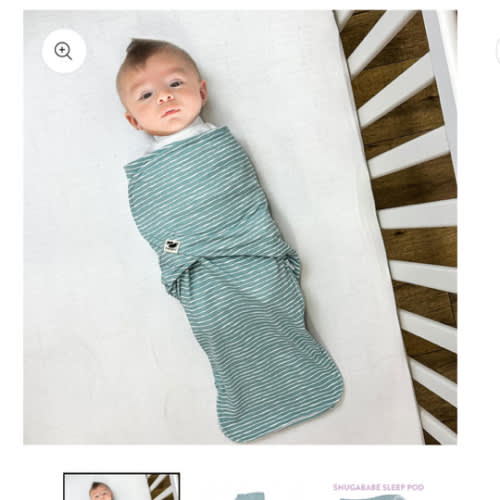 Norani Baby Snugababe Sleep Pod with Arm Inserts - Green Stripes