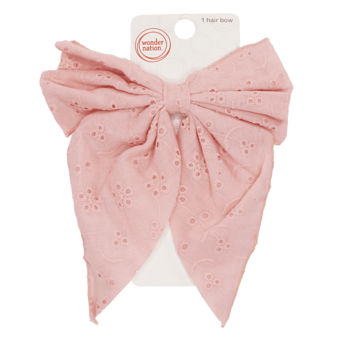 Wonder Nation Girls Eyelet Embroidered Bow Barrette Clip