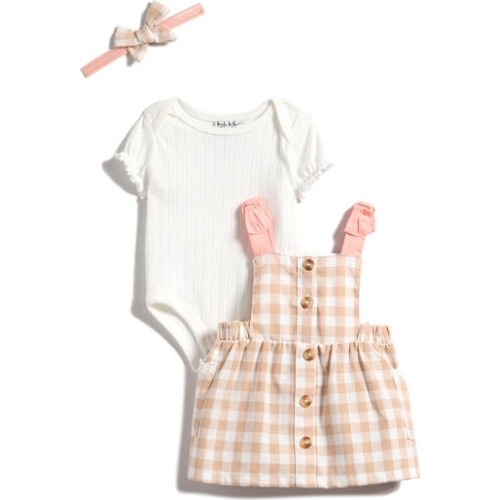 Gingham Jumper, Bodysuit & Headband Set