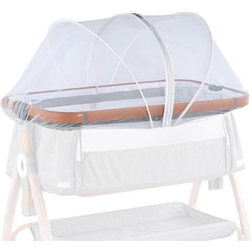 SeedFuture Bassinet Mosquito Net Cover with 2-Way Zipper for Baby Bassinet Bedside Sleeper Travel Crib White