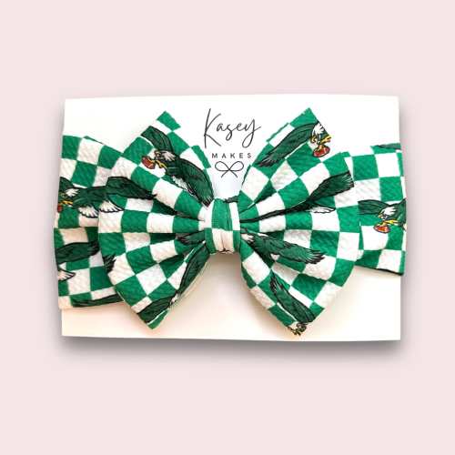 EAGLES CHECKER BOWS| Philadelphia Eagles Inspired Print | Infant/Toddler/Girl's Hair Bows