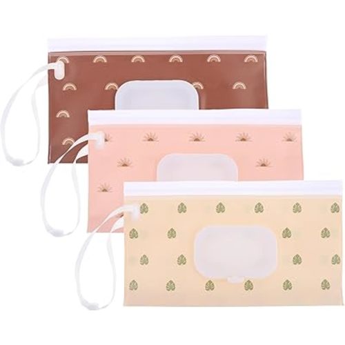 3pcs Refillable Wipes Pouch Portable Wipes Dispenser Reusable Wipes Pouch One Press Open on The Go Keeps Wipes Fresh for Outdoor Outing, Camping, Hiking