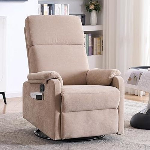 360° Swivel Rocking Chair for Nursery, in color Beige