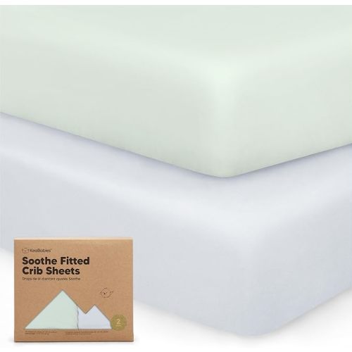 2-Pack Organic Crib Sheets for Boys, Girls - Jersey Fitted Crib Sheet, Baby Crib Sheets Neutral, Crib Mattress Sheet, Cotton Crib Sheets, Breathable Crib Sheet, Baby Mattress Sheets (Cove)