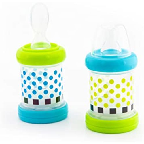 Sassy Baby Food Nurser – 4+ Months Set of 2- 4oz 100% Silicone Nipple and Spoon BPA-Free