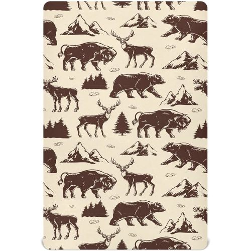 Fitted Crib Sheets for Baby Boys or Girls Soft Breathable Baby Play Yard Sheet for Standard Size Crib Mattress 39x27in National Park Deer Bear Moose