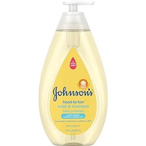 Johnson's Head-To-Toe Gentle Baby Body Wash & Shampoo, Tear-Free, Sulfate-Free & Hypoallergenic Bath Wash & Shampoo for Baby's Sensitive Skin & Hair, Washes Away 99.9% Of Germs 27.1 fl. oz - Unscented - 27.1 Fl Oz (Pack Of 1)