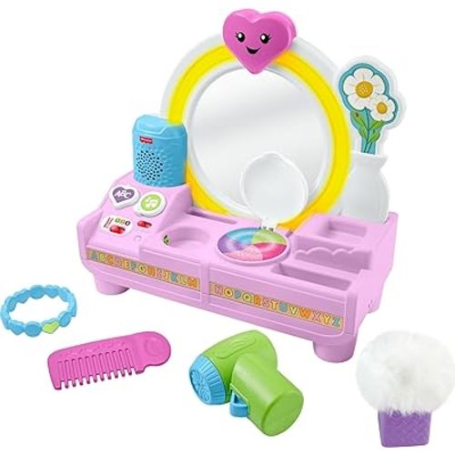 Fisher-Price Baby Toy Let’s Get Ready Vanity Laugh & Learn Musical Learning Playset, 4 Accessories for Toddler Pretend Play Ages 1+ Years