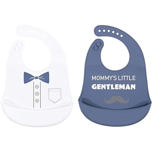 Hudson Baby Unisex Baby Silicone Bibs, Mommys Little Gentleman, One Size