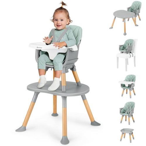 Ezebaby High Chairs for Babies and Toddlers, 8 in 1 Convertible High Chairs to Booster Seat/Toddler Chair/Table and Chair Set, Baby Feeding Chair with Adjustable Tray & PU Cushion (Green)