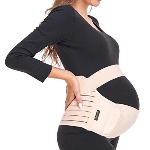 ChongErfei Maternity Belt, Pregnancy 3 in 1 Support Belt for Back/Pelvic/Hip Pain, Maternity Band Belly Support for Pregnancy Belly Support Band (L: Fit Ab 39.5"-51.3", Beige)