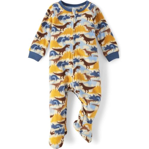 The Children's Place Baby Boys' and Toddler Fleece Zip-Front One Piece Footed Pajama