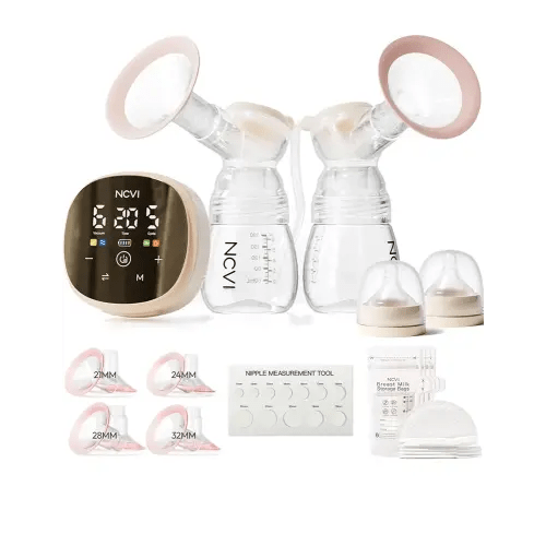 NCVI Double Electric Breast Pump 8116, Customizable Mode/Suction/Speed and Hospital Grade Suction, Portable Rechargeable Breastfeeding Pump, 21/24/28/32mm, Comfortable & Efficient for Work/Home/Trip