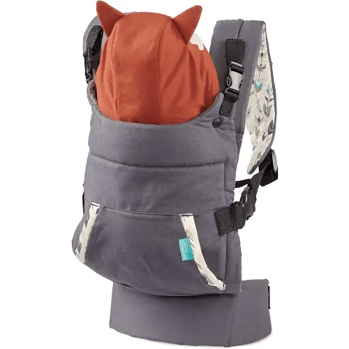 Infantino Cuddle Up Carrier - Ergonomic Fox-Themed face-in Front Carry and Back Carry with Removable Character Hood for Infants and Toddlers 12-40 lbs