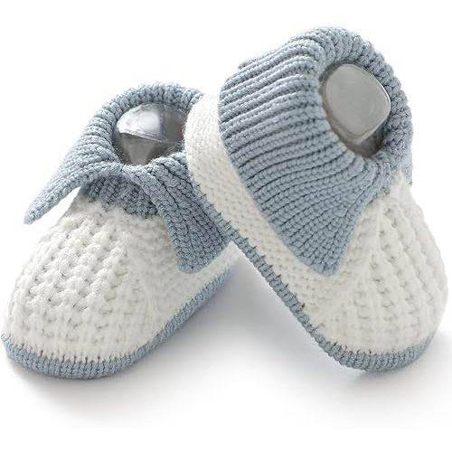Baby Booties Newborn Hand Knit Sock Shoes Soft Cozy First Walkers for Infant Boys Girls