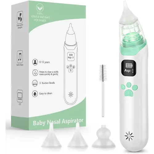 Electric Nasal Aspirator for Baby - Baby Nose Sucker, Booger Sucker for Babies Toddlers Infants Newborns Kids with 3 Suction Levels & Music & Light, Automatic Mucus Nose Cleaner Machine