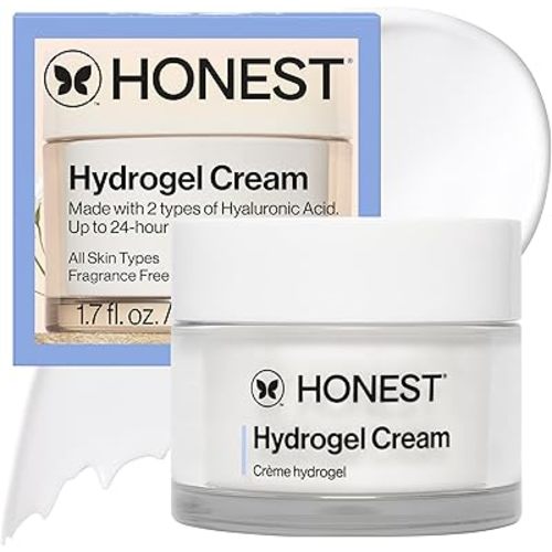 Honest Beauty Hydrogel Cream with Hyaluronic Acid | Lightweight, Moisturizing Water Cream | Gentle for Sensitive Skin, Fragrance Free, Vegan | 1.7 fl oz