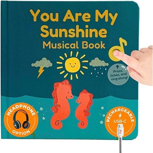 Cali's Books You Are My Sunshine Music Book Toddlers 1-3 Years Old - Nursery Rhymes Musical Book, Headphone Jack, Interactive Baby Sound Book, Singing Toy Children Girls Learning Song Toy Toddler Boys