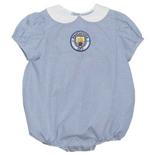 Manchester City Embroidered Light Blue Girls Baby Bubble Short Sleeve